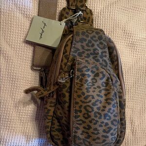 Free people Brown Leopard Print Crossbody Sling Bag